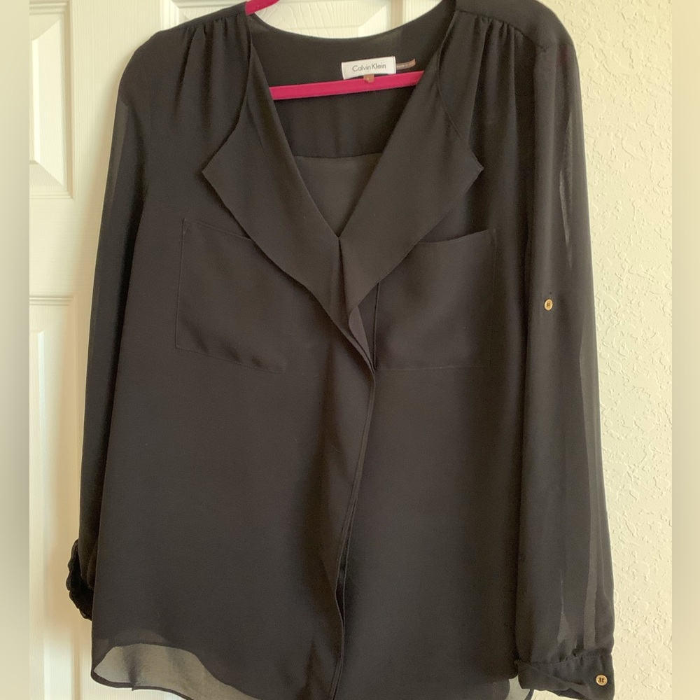 Womens Calvin Klein black blouse size large